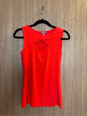Vince Camuto Women's Sleeveless Red Keyhole Neck Stretch Knit Tank Top